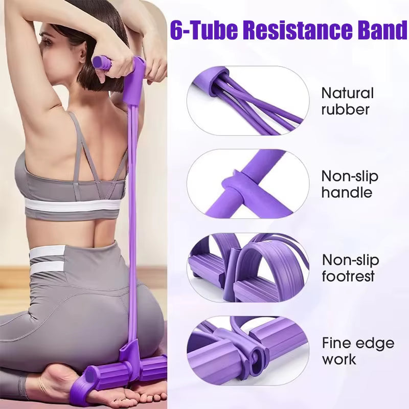 Vinxly 6-Tube Resistance Band Multi Function Tension Rope Fitness Band