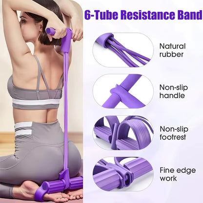 Vinxly 6-Tube Resistance Band Multi Function Tension Rope Fitness Band